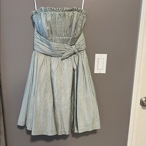 Betsey Johnson Strapless Light Blue Striped Dress